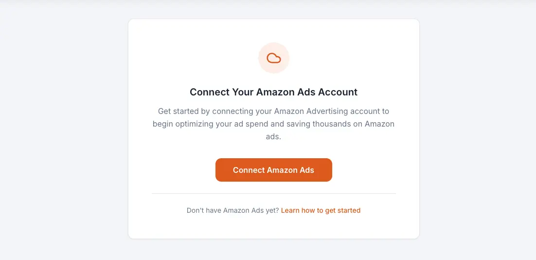 "Connect Amazon Ads" button on the BookBidder dashboard